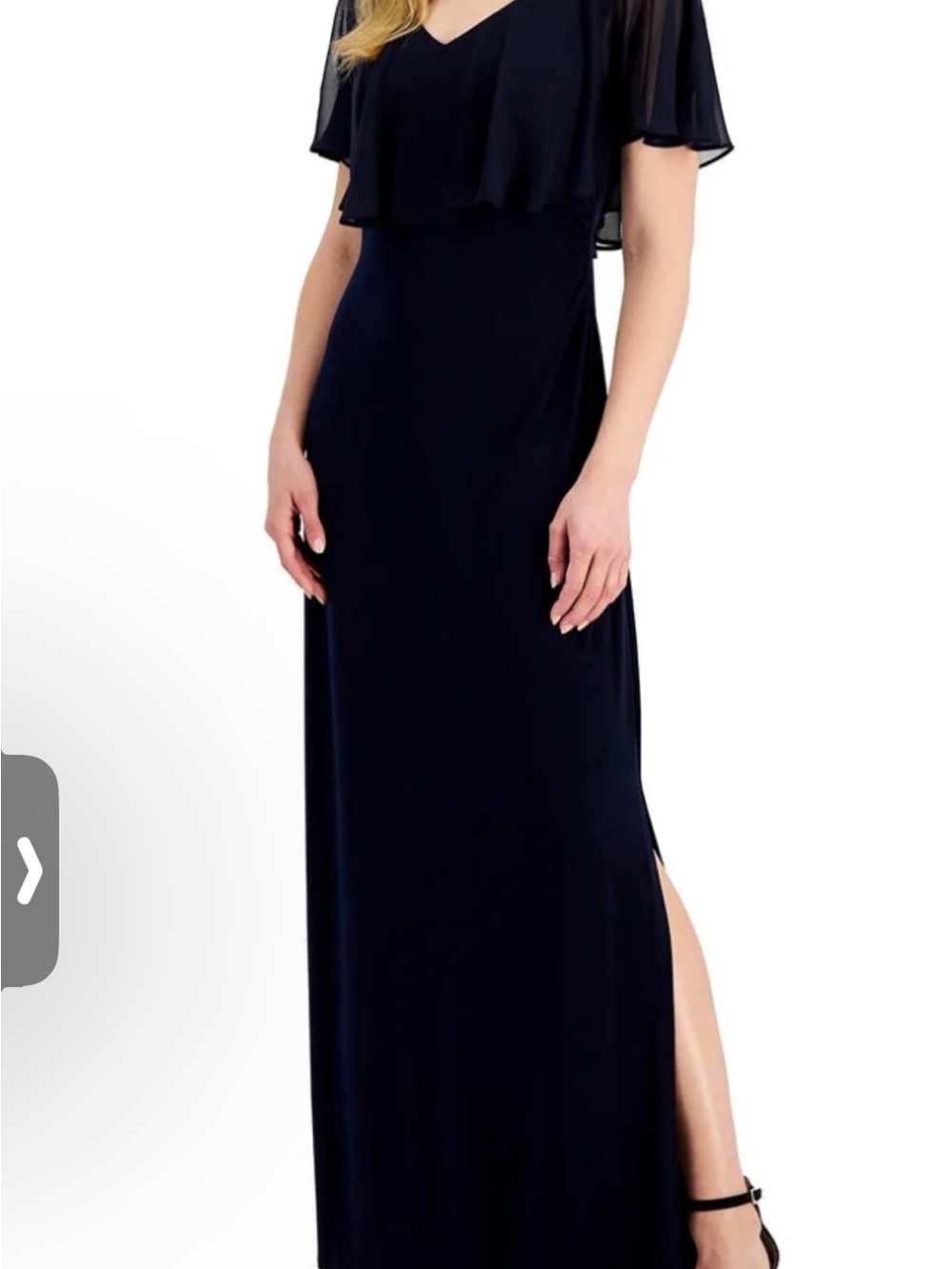 connected apparel Navy Flutter-Sleeve Maxi Dress